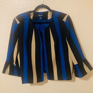 Nine West Black and Blue Striped Blazer